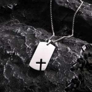 Vnox Mens Sidecross Dog Tag Necklaces, Anti Allergy Stainless Steel Pendant Collar with Cubic Zirconia, Free Box Chain 70cm - Image 4