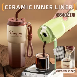 Stainless Steel Thermos Bottles with Straw Lid Outdoor Portable Milk Coffee Cups Leak-proof Insulated Coffee Mug with Extractor - Image 3