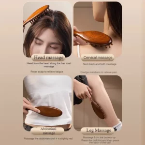 Multi-Functional Wood Therapy Massage Comb Scalp Head Massager Natural Sandalwood Circular Tooth Guasha Scraping Body Massager - Image 5
