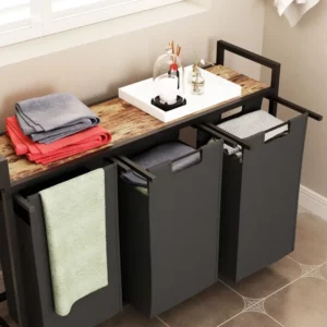Double-Layer Laundry Hamper, Large Capacity Clothes Organizer, Bedroom Sorting Basket, Home Storage Rack for Laundry Room - Image 2