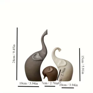 1set Nordic-Style Large Ceramic Elephant Family Figurine Set Matte Finish Animal Sculpture Entryway Decoration Unique Gift Idea - Image 4