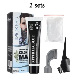 3 Minutes Black Beard Dye Cream With Comb 80ml Rosemary Natural Black Beard Dye Shampoo Pure Plant-Based Instant Hair Dye Cream - Image 3