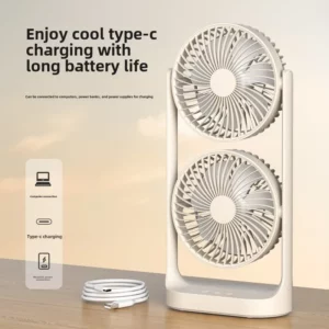 2025 new dual head desktop fan, high wind power air circulation fan, office dormitory double-layer fan - Image 2