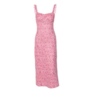 Women's New 2025 Summer Sexy Bohemian Vacation Style Small Floral Strap Swing long Dress - Image 5
