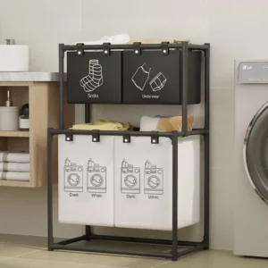 Foldable Laundry Basket Clothes Hamper for Home Laundry Organizer Accessories with Shelf Laundry Storage Baskets Large Capacity - Image 1