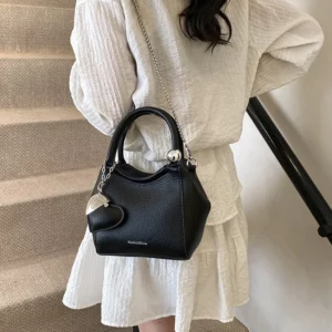 LEFTSIDE PU Leather Small Crossbody Bags Lady Shoulder Bag for Women 2025 New Short Handle Hand Bags Retro Chain Handbags - Image 4