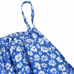The cami dress with small flower prints a backless design and thin spaghetti straps is suitable for beach vacations and summer - Image 3