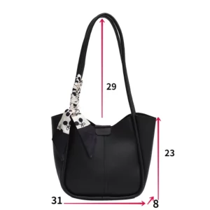 TRAVEASY Fashion Summer Scarves PU Leather Bucket Tote Bags for Women Casual Patchwork Large Capacity Female Armpit Bag Hand Bag - Image 6