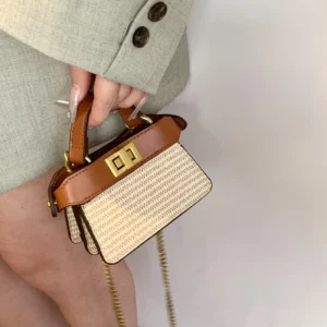 French Grass Woven Mini Women's Purses New Summer Premium Shoulder Bag Chain One Shoulder Casual Knit Bag - Image 3