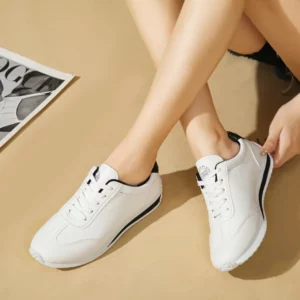 White Leather Sneakers Women's Sport Vulcanized Shoes 2025 Spring/autumn Round Head Sneakers Casual Comfortable Shoes for Women - Image 6