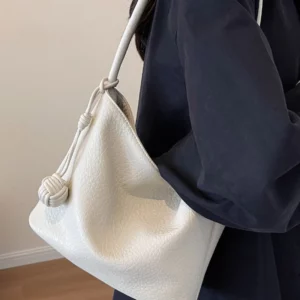 Korean Style Large Capacity Women Bucket Bags 2023 New Solid Color Soft Leather Handbag Casual Versatile Single Shoulder Bag - Image 3