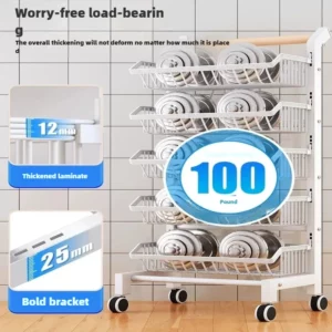 4-Tier Rolling Fruit and Vegetable Storage Basket Mobile Kitchen Organizer Black Island Cart with Handle Space-Saving - Image 2