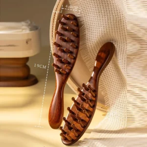 Multi-Functional Wood Therapy Massage Comb Scalp Head Massager Natural Sandalwood Circular Tooth Guasha Scraping Body Massager - Image 6