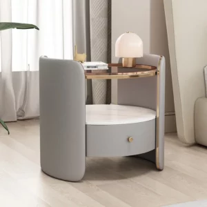Wholesale Bedside Table Simple Modern Round Home Bedroom Cat Scratching Leather Bedside Cabinet - Image 2