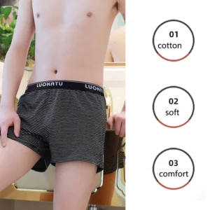 Loose Cotton Briefs Men Boxer Shorts Comfortable Summer Large Size Home Sleeping Shorts Underpants Trend Soft Striped Briefs - Image 5