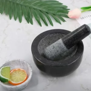 Mortar And Pestle, Polished Granite Mortar And Pestle For Grinding Herbal Crusher, Making Avocado Sauce, Salsa, Pepper, Crusher - Image 3