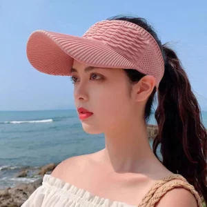 Summer Anti-UV Sun Hat Women Empty Top Hat Travel Beach Outdoor Sports Visor Cap Knitted Baseball Hat - Image 3