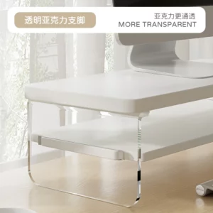 computer monitor stand Double layer acrylic transparent Suspension sensation Office desk keyboard storage monitor stand riser - Image 4