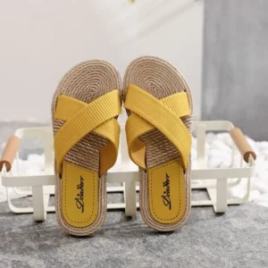 Ladies New Slippers Summer Cross Drag Fashion Hemp Rope Outer Wear Slippers Casual Sandals and Slippers - Image 1