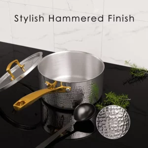 Pots And Pans Set Tri-Ply Stainless Steel Hammered Kitchen Cookware Induction Compatible Dishwasher And Oven Safe Non-Toxic - Image 5