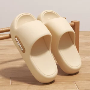 Unisex Letter Slippers Beach Slides Solid Color Mens Thick Sole Indoor Outdoor Bathroom Anti Slip Shoes Summer Couple Sandals - Image 4
