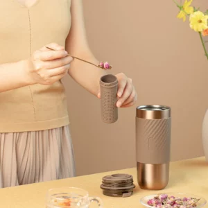 EQURA High-Value Women's 316 Stainless Steel Coffee Thermos Cup Large Capacity Portable Office Straw Non-Slip Casual Cup 520ml - Image 3