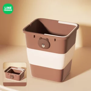 Cartoon Bear Car Trash Can Storage Basket with Handles Foldable Car Organizer Box Sundries Bucket Waste Container - Image 6