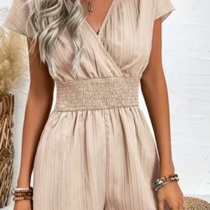 2025 Summer New Women V Neck Rompers Short Casual Elegant Fashion Black Playsuits Holiday Casual Overalls Female - Image 5