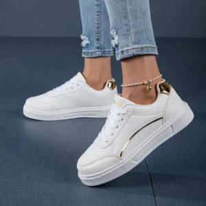 YRZL White Shoes Woman Sneakers High Quality Waterproof Leather Casual Ladies Shoes Trend Flat White Tennis Shoes for Female - Image 3