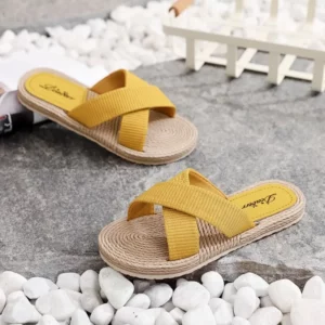 Ladies New Slippers Summer Cross Drag Fashion Hemp Rope Outer Wear Slippers Casual Sandals and Slippers - Image 3