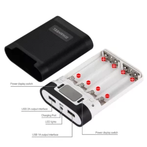 HAWEEL DIY 4X 18650 Battery (Not Included) 10000MAh Power Bank Shell Box with 2 USB Output & Display for Smartphones-A - Image 6