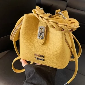 Temperament Lock Bucket Bag for Women 2025 New Summer Single Shoulder Crossbody Bag Popular Handbag Soft Pu Daily Commuting Bag - Image 3