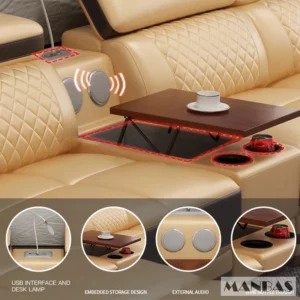 Elegant Living Room Sofas - MINGDIBAO Italian Genuine Leather Sectional Sofa Set with Adjustable Headrests and Bluetooth Speaker - Image 5