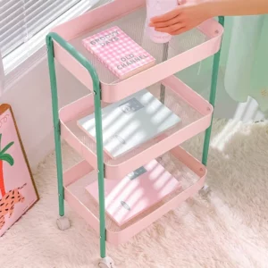 3 Layer Home Contrast Color Trolley Storage Shelf Multi layer Movable Trolley Cosmetics Snack Storage Rack Bathroom - Image 3