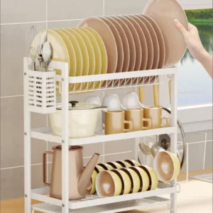 Kitchen Tableware 2 Tier Storage Draining Rack Dish Bowl Drainer Drying Holder With Water Tray Household Accessories Shelf Racks - Image 6