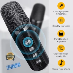 20W Powerful Wireless Portable Dual Microphone Bluetooth Sound Outdoor Family Party Karaoke Subwoofer Boom Box with 2 Microphone - Image 3