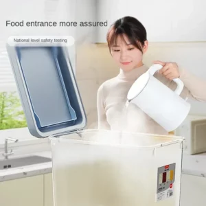 50-Pound Rice Bucket Insect and Moisture Proof Sealed Container Household Flour Food Organizer Large Capacity Grain - Image 4
