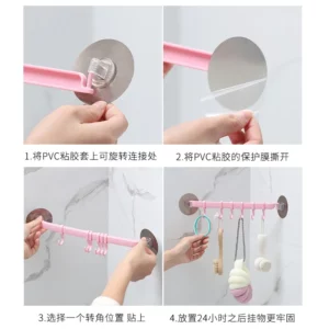 1pc Blue/White/Pink Suction Cup Type Hook 6 Rows for Kitchen Bathroom Corner Suspension Without Marks Hanger Hook - Image 4