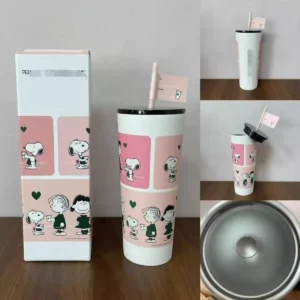 710ml Anime New 2025 Snoopy Cup Cute Cartoon Girls Stainless Steel Straw Accompanying Cups Keep The Cold Drinking Bottles Gifts - Image 3
