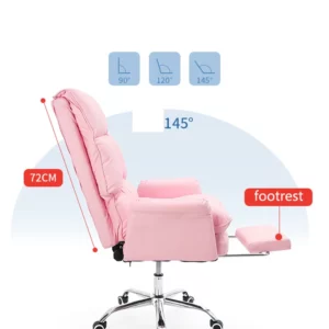 2025 New gaming chair pink office computer chair comfortable soft gamer chair PU Leather chair Rotating recliner with footrest - Image 5