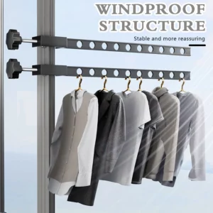 Metal No Punching Clothes Drying Rack Multi-Functional Stable Clothing Rod For Balcony Home - Image 1