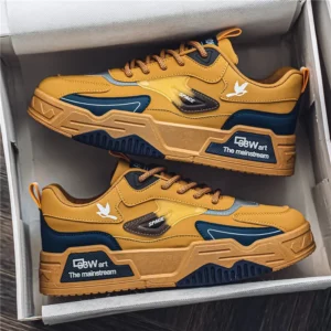 2024 Autumn New Casual Sports Shoes Men's Leather Low-Top Fashion Trend Easiest for Match Running Shoes Men's Skateboard Shoes Suitable for Outdoor Sports - Image 1