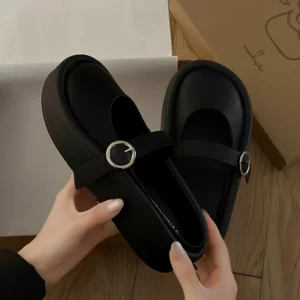 Half Slippers Women Outside Lazy Drag Thick Bottom Heightened Ugly Slippers Spring Platform Solid Buckle Casual Slides Shoes - Image 3