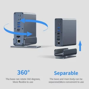 16 in 1 Docking Station Multiport Adapter with Dual 4K HDTV/DisplayPort 7USB Ports 100W PD Audio SD TF for MacBook - Image 4