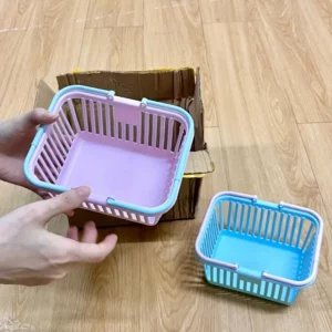 5pc Macaron Color Mini Storage Baskets with Handle Fruit Cosmetics Stationery Organizer Desktop Bathroom Organization Basket Set - Image 4