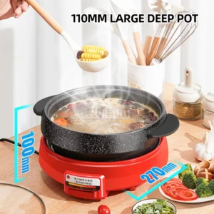 Multifunction 2 in 1 Electric Barbecue Machine 7L Split Type Electric Hot Pot 1300W Double Layer Barbecue Stove - Image 2