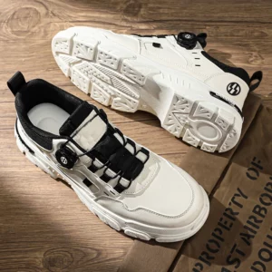 British Style Outdoor Men Work Shoes Rotating Button Fashion Motorcycle Shoes Versatile Men Casual Shoes Comfortable Sport Shoes - Image 3