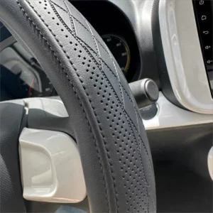 Napa Leather Perforated Patchwork Car Steering Wheel Cover, Non-slip, Breathable, Universal 15 Inch (Approx. 38cm) - Image 6