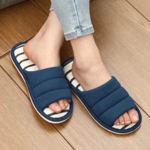Crestar New Women Cotton Slippers Fashion Open-Toed Slippers Soft Memory Foam Home Shoes Female Breathable Bedroom Flat Slippers - Image 7