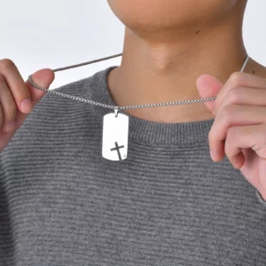 Vnox Mens Sidecross Dog Tag Necklaces, Anti Allergy Stainless Steel Pendant Collar with Cubic Zirconia, Free Box Chain 70cm - Image 2